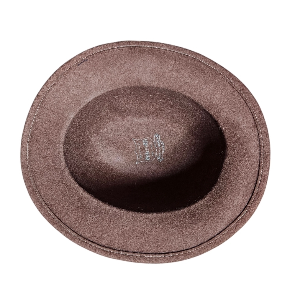 Vintage Brown Mohair Wool Felt Cloche Hat | 1970s Made in USA | Rope Trim - Picture 6 of 7